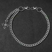 1 pieza Collar de cadena gruesa de plata para hombres con colgante de cruz roja, adecuado para usar con trajes, jeans y pantalones casuales - Negro - Ver 3