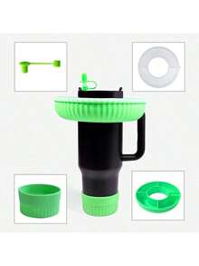 40 Oz Insulated Mug With Handle Snack Tray Set - Includes Non-Slip Cup Sleeve, Straw Cap, Snack Tray And Lid - Durable And Reusable Silicone Accessories For Snacking At Home, On-The-Go, Or At The Movie Theater