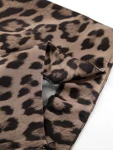 Falda lápiz de talle alto con cremallera y estampado de leopardo en forma de cola de pez Faldas de Mujer - Negro - Ver 7