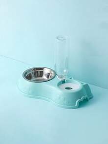 2-In-1 Cat & Dog Bowls, Pet Water & Food Bowls Set With Automatic Water Dispenser And Removable Stainless Steel Bowls, Suitable For Small Dogs & Cats, Puppies & Kittens - Multicolor - View 9