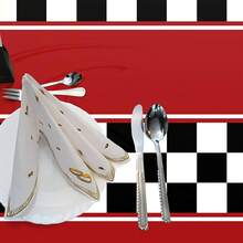 TendenciaPaquete de 3 manteles de coche de carreras a cuadros – decoraciones de fiesta de cumpleaños para coche de carreras, manteles de fiesta infantiles, 54 x 108 pulgadas, rectangulares desechables paraCalidad premium - Rojo Negro Blanco Cuadros - Ver 9