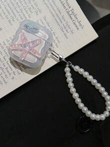 1pc Bluetooth Earphone Case, 3D Pink Starfish & Blue Seashell Design + Pearl Pendant, Square Protective Cover Suitable For AirPods Pro/Pro2/1/2/3/4 - Multicolor - View 7