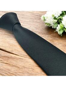 DOZE GOLDEN Men's Ties Slim Tie STRIPED TWILL FABRIC Casual, Perfect For Friends As A Gift Wedding Daily Use - Negro - Ver 1