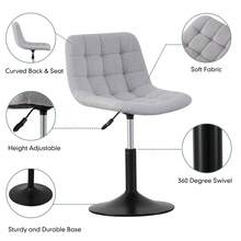 Mcc Direct Soft Fabric Dressing Table Chair, Height Adjustable Swivel Desk Home Office Chair With Footrest And Metal Base For Bedroom Vanity & Office - Drake - Light Grey - View 4