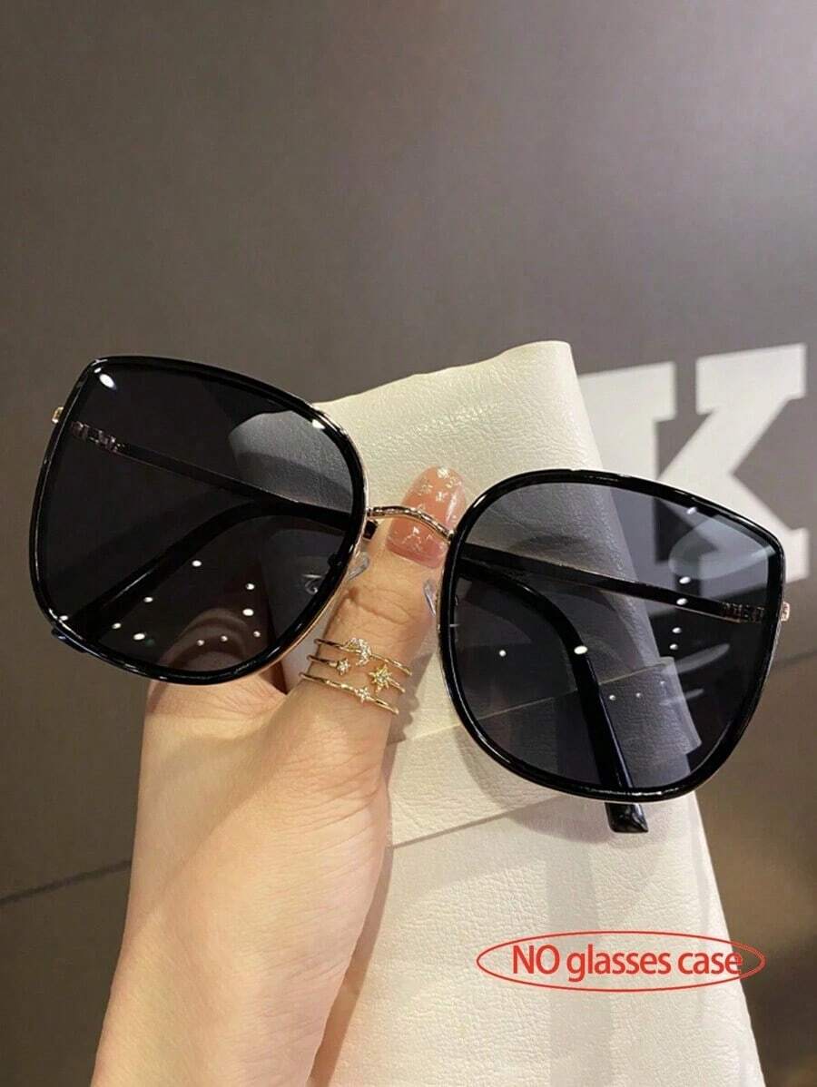 1pc Women's Square Shaped Fashion Metal Frame Fashion Glasses, Suitable For Outdoor Activities And Photography Elegant Outfit For Summer Beach Vacation,Outdoor,Travel - 黑色 - 查看 1