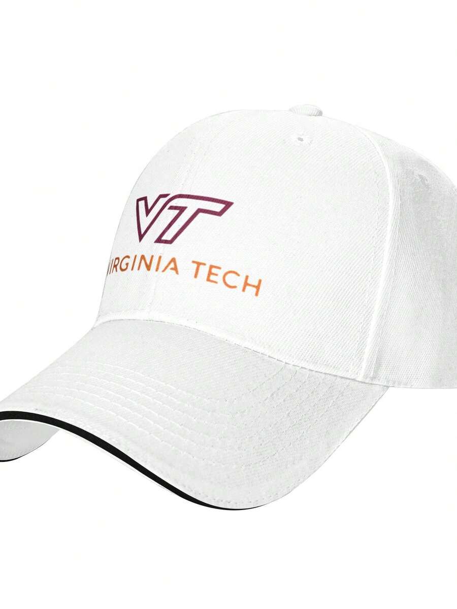 Virginia Tech Logo Design Vintage Baseball Cap, Washed Denim Adjustable Size, Casual Headwear | Denim Fabric Hat, Unisex Gifts - 白色 - 查看 1