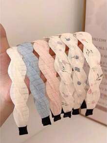 3 piezas Diademas con estampado floral minimalista y fresco, de moda versátil y antideslizante, accesorios de pelo dulces y elegantes para niñas - Multicolor - Ver 2