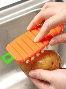 1pc Multi Functional Fruit And Vegetable Cleaning Brush,Potato Scrubber Brush,Carrot Brush,Tomato Brush, Apple Brush,Flexible Handle For Potato,Radish,Apple Cleaning, Household Kitchen Tools - Multicolor - View 5