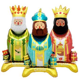 3 Three Kings Metallic Standing Foil Christmas Balloons 110 Cm - Party Balloons - Christmas Decoration - Three Kings Parties - Three Kings Foil Balloon