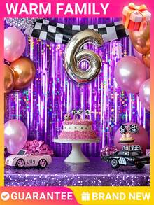 1-4m Purple Tinsel Curtain - Holographic Streamer Curtain,Luxury Stage Backdrop For Festival Rave Party With Glittering Effect, Perfect For Wedding Anniversary Birthday Corporate Event Christmas NewYear Halloween Disco Wall Hanging Decor - Purple - View 11