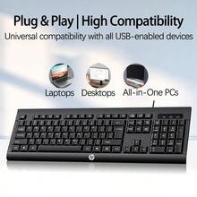 HP KM100 Silent Office Keyboard, Ergonomic Stepped Keycap Design, Plug-And-Play, Driver-Free, Compatible With Windows And Mac Systems, Efficient And Comfortable Home Office - Black - View 6