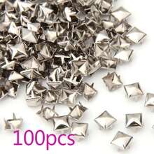 50 件/100 件/160 件/220 件方形金字塔铆钉适用于服装包包皮鞋朋克摇滚珠宝工艺品，4 爪金属钉头铆钉配饰