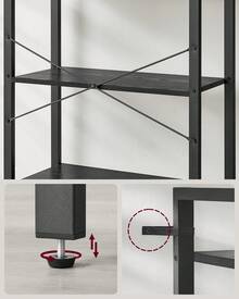 VASAGLE Bookcase, Bookshelf 5 Tier, Standing Display Storage Rack With Steel Frame, For Living Room, Office, Study, Hallway, Industrial Style, Ebony Black And Ink Black