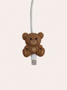 Bear & Apple Pattern Data Cable Protector Case, Universal Android Charging Cable Sleeve Charger Protector