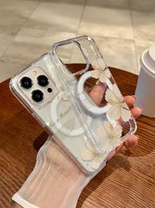 1 件透明磁性无线充电百合花软硬手机壳，防刮、防指纹，兼容 iPhone 15、16 Pro/Pro Max、14、15、16 Plus，男女通用，可用作节日礼物防水防震防摔 - 彩色 - 查看 2