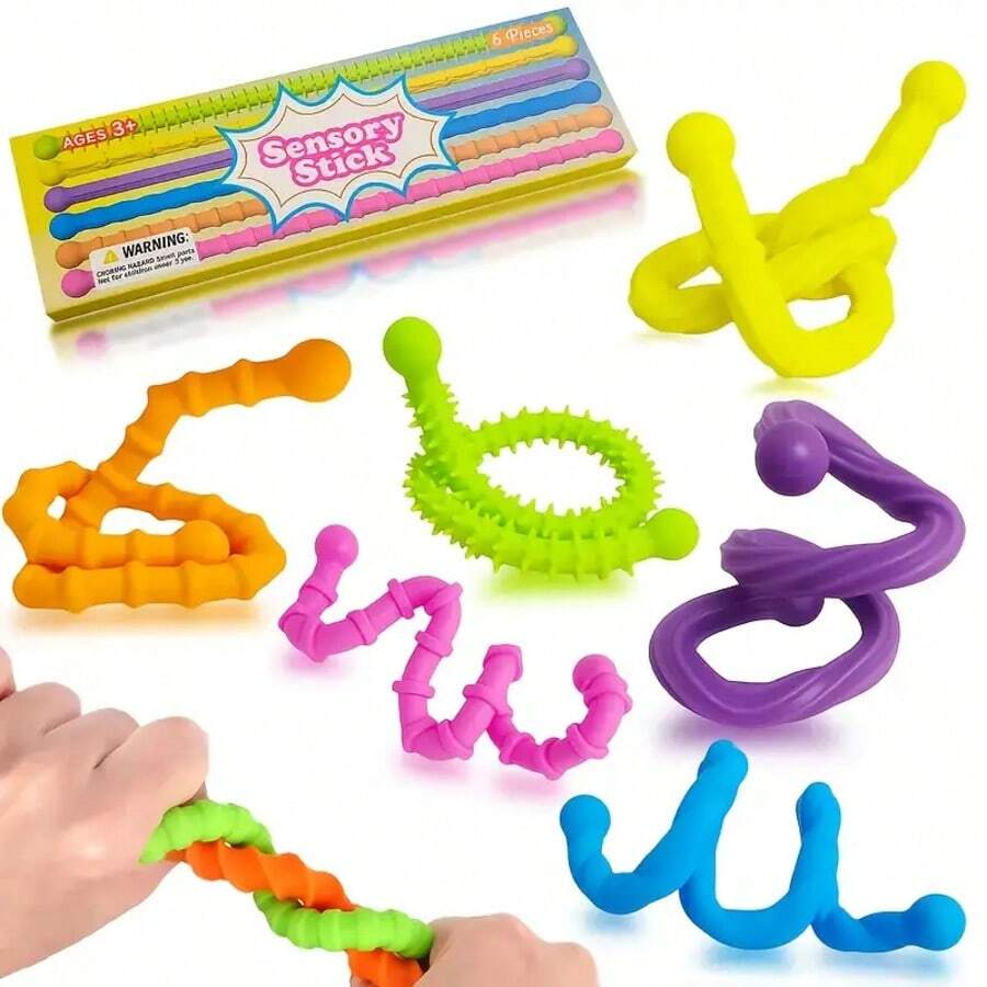 Silicone Sensory Stick Reversible Texture Toy, Fine Motor Skills And ...
