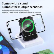 10000mAh 迷你磁吸快速充电移动电源，带数字屏幕 LED 电量显示，2 根内置充电线，内置支架磁吸移动电源，USB-C 便携式充电器，可同时为 5 台设备充电，适用于 16/15/14/13/Pro/Mini/Pro Max，适用于 Android，带支架，内置支架磁吸移动电源，旅行必需品，适合夏季假期户外旅行/露营的完美礼物，以及免提应急备用移动电源，适合送给家人、朋友、生日的礼物，磁性无线 - 白色 - 查看 6