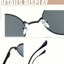 Gafas de moda con montura redonda clásica y casual para hombres - Negro - Ver 6