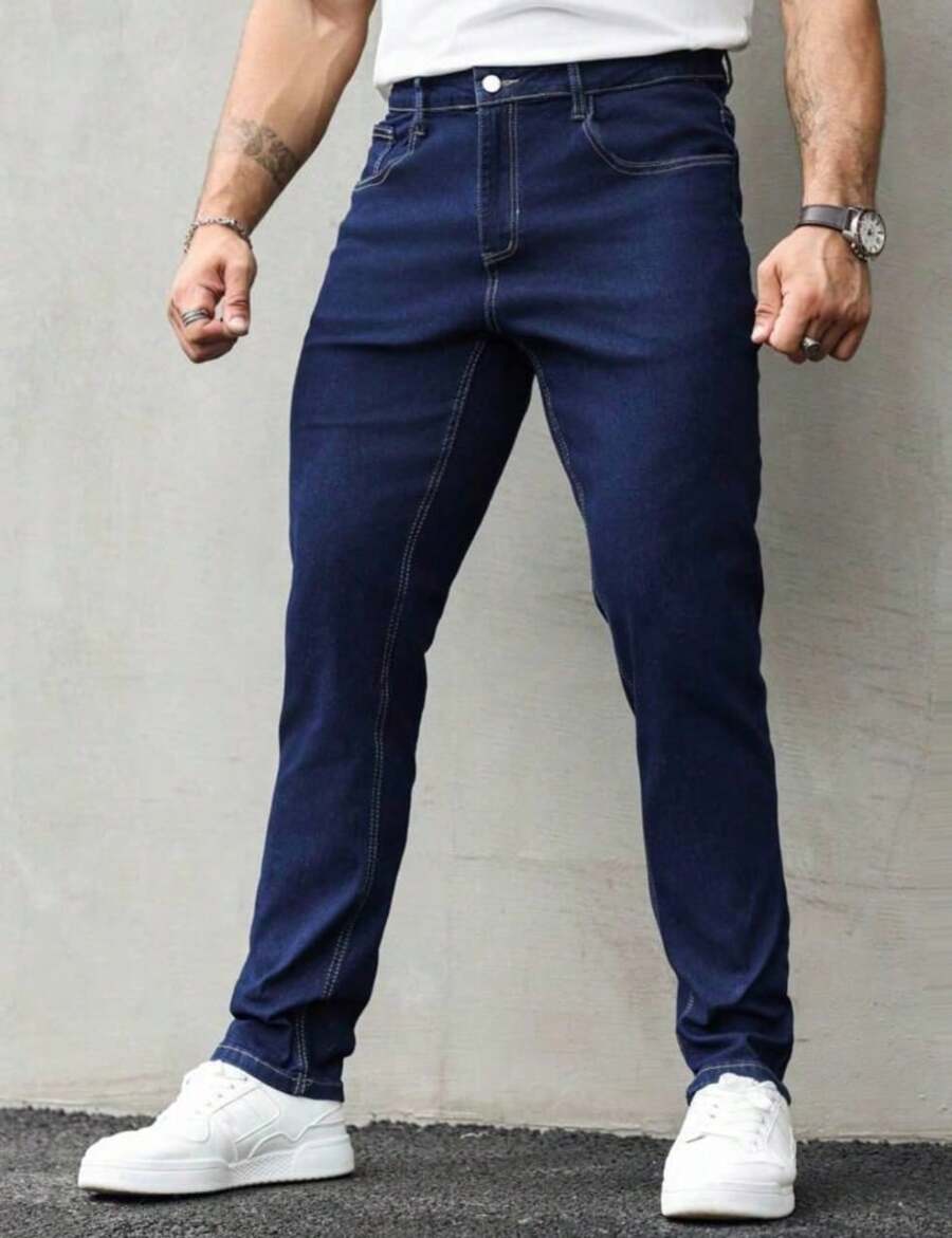 Jeans de hombre mezclilla strech - Azul Marino - Ver 1