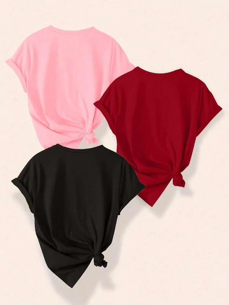 3 Pack camisetas mujer, camisetas cómodas, ropa casual mujer, camisetas manga corta, moda femenina, prendas versátiles, estilos modernos. - Multicolor - Añade 2