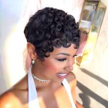 Short Pixie Cut Wig For Human Hair Curly Short Wig For Women Human Hair 1B,99J,4# Colored Pixie Wigs For Women Layered Short Glueless Wig Pixie Wigs Human Hair For Christmas, Daily Use Fashion Layered Short Wigs With Bangs Easy To Wear Put On And Go Wig