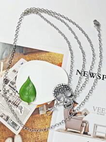 1 Peça Corrente de Esqueleto de Tamanho Grande para Mulheres - Esta Corrente de Várias Camadas apresenta um Design de Esqueleto e tem um Estilo Punk Hip-Hop. É Perfeita para Comemorações de Festas ou como Presente de Feriado. Adequada para Homens e Mulheres. Pode ser Usada como Acessório Diário.