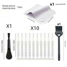 Juego de limpieza de 12 piezas para puerto de carga de teléfono celular, teclado de computadora y cabezal de ducha, desbloqueador de tuberías, limpiador de ranuras, mini cepillo, cepillo para teclado, etc. para cocina, baño, hogar, suministros del hogar (varias especificaciones)