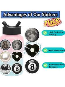 50Pcs Aesthetic Stickers Watercolor Stickers Y2k Stickers Y2K Dark Goth Stickers Downtown Stickers Y2k Gifts Groovy Stickers 90s Stickers Vinyl Waterproof Stickers For Envelope,Water Bottle,Computer,Laptop,Phone,Luggage,Notebook,Fridge - E - View 5
