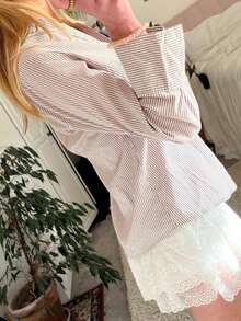 Womens Button Down Shirts Long Sleeve Dress Shirt V Neck Solid Color Stripe Plaid Spring Fall Tops Textured Work Blouse Streetwear - Light Grey - View 3