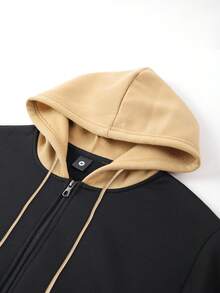 Herren Herbst/Winter Set aus Kapuzenpullover mit Logodruck auf der Brust und kontrastfarbigem Reißverschluss sowie Jogginghose, modische Sportbekleidung für Lässig-Outfits beim Pendeln, Arbeiten, Angeln, Camping, Urlaub, Fitnessstudio, Geschenk für Freund/Ehemann - Verschiedenfarbig - Übersicht 3