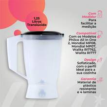 Blender Cup Compatible With Walita/Mondial/Philco Model Translucent Black 1.25L - Trong suốt - Xem 2