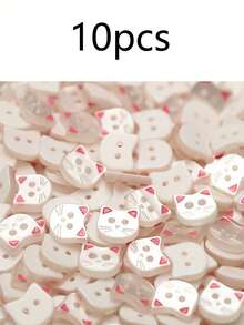 10/20 piezas (12MM) Botones lindos con orejas rosas, botones de dibujos animados de gatos pequeños para cárdigans, accesorios hechos a mano, botones decorativos. - Multicolor - Ver 10