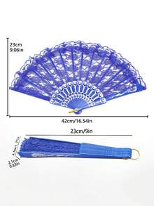 D EXCEED 1Pc Lace Large Folding Hand Fan For Women For Wedding Reception Dance Performance Church Service Party Event Evening - Multicolor - View 7