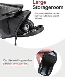 Danuosie - Bolsa de asiento de bicicleta, resistente al agua, para debajo del asiento, paquete de asiento de ciclismo para bicicletas de carretera de montaña y viajeros, 1 L, Negro -, Una talla, Bolsa - 1 - Ver 3