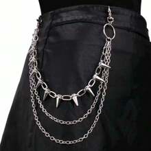 1pc Punk Style Hollow Star Decor Pant Chain, Multi-Layer Metal Chain Waist Belt Accessory, Suitable For Daily Wear, Fashion Matching, School, Halloween, Summer, Autumn