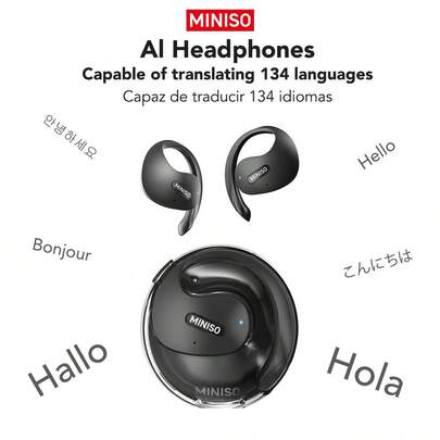 Miniso MINISO X15 Pro AI Wireless Earbuds - Intelligent Translation, Noise Cancellation, Long Battery Life, 300mAh Battery, Real-Time Language Translation, Powerful Sound For Sports And Travelling