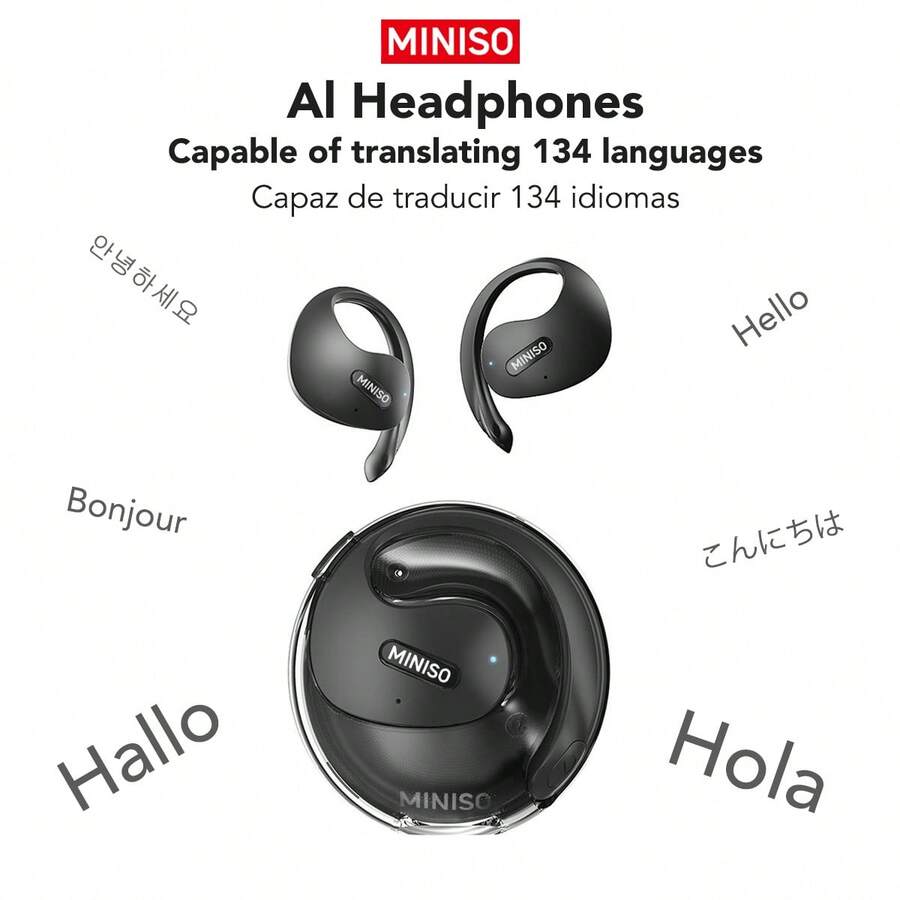 Miniso X15 Pro AI Wireless Earbuds - Smart Translation, Noise Cancellation, Ultra-Long Battery Life, 300mAh Battery, Real-Time Language Translation, Powerful Sound Effects, Suitable For Sports And Travel