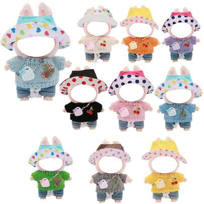 4pcs Outfit Suitable For 17cm Doll, Including Hoodie Set = Hat, Sweatshirt, Pants, Shoes, Blind Box Doll Clothes Fit For 1st, 2nd, 3rd Generation Dolls, Youth Party Toy/Birthday Gift (Doll Not Included)