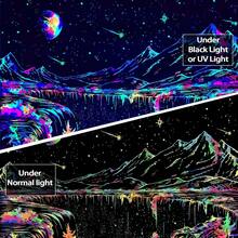 Local Shipping 2025 New   Black And White Tapestry Starry Night Mountain Tapestries For Bedroom Aesthetic Moon And Stars Tapastry's Wall Hanging Dark Nature Forest Wall Tapestry For Living Room Dorm (48'' * 36'') - 黑暗的 - 查看 8