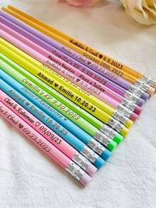 Bút chì tùy chỉnh, bút chì khắc, bút chì gỗ cá nhân hóa, một tác phẩm độc đáo, một món quà tùy chỉnh khắc lời của bạn, thích hợp cho tiệc sinh nhật, đám cưới. - Nhiều màu - Xem 5