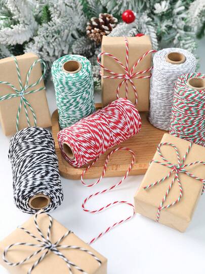 1 pieza 85/100m Cuerda de Navidad, Cuerda de Navidad verde, roja, blanca, gris y negra, para envolver regalos, ramos, manualidades DIY, decoraciones navideñas, envoltorios de regalo, decoración de árbol de Navidad, suministros para fiestas navideñas