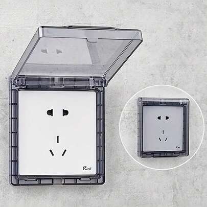 耐用透明防水接线盒，透明自粘防水插座盖 - 保护插座和开关免受水溅，透明塑料隔间方便线缆管理，无需电池，户外电气配件 | 透明盖设计