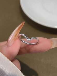 1pc Minimalist Mountain-Shaped Ring, Pure Silver Women's Casual Ring, Exquisite Jewelry, Party/Birthday Gift, Date Essential - Ring - View 7