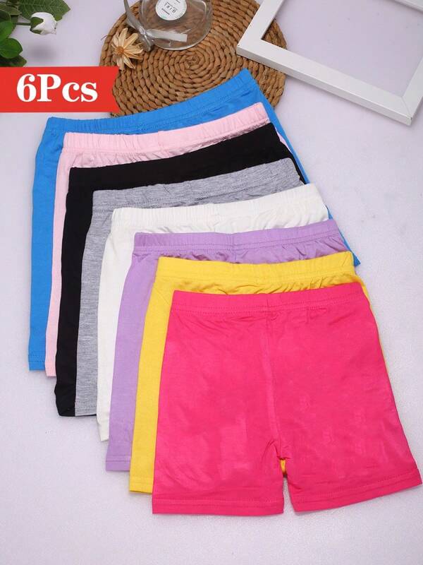 6 Pack Girls Bike Shorts Cartwheel Shorts For Girls Toddler Under Dress Dance Short Kids Biker Shorts Multicolor, For Outdoor
