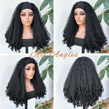 New Afro Curly Headband Wig Synthetic Braided Hair Texture With Unique Bouncy Curls In The End 22 Inch Soft Curly Headband Wigs For Women - Multicolor - View 4