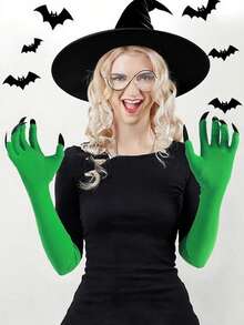 1 Pair Halloween Long Fingernail Demon Hand Gloves, Role Play Props, Arm Sleeves To Highlight Personalized, Suitable For Halloween Cosplay, Party Costumes Autumn Fall Winter Fall Arm Warmers - Multicolor - View 1