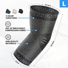 POWERLIX Elbow Brace Compression Support (Pair) - Black - View 7