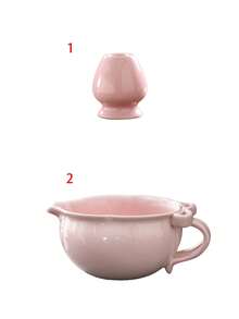 1pc/2pcs/3pcs/4pcs Pink Bow Ceramic Matcha Set, Includes Matcha Bowl, Whisk, Scoop, Stirrer, Baking Tools, Japanese Style Gift Box, Matcha Preparation Tools Set, Great Gift For Friends