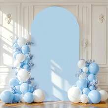 1pc Blue Wedding Party Arch Decor Cover, 5ft, 6ft, 6.6ft, 7.2ft, 8ft Wedding Arch Cover, Double-Sided Spandex Arch Backdrop Fabric, Suitable For Birthday Party Wedding Arch Stand Decoration (Arch Stand Not Included, Fabric Background Only) - Baby Blue - View 3