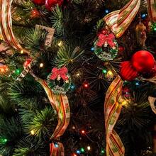 1/5/10 Mini Weihnachtskränze mit roten Schleifen und goldenen Glocken - Kunststoff Feiertags-Dekorationen, geeignet für Weihnachten, Thanksgiving, Neujahr, Hochzeiten, Brautgeschenkpartys, Geburtstage, Bars und Bar Mitzwa Zeremonien - Künstliche Feiertags-Baumbehänge, keine Stromversorgung erforderlich Heim-Dekoration Weihnachtsdekorationen Raumdekoration Winter